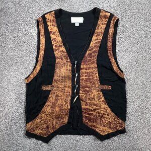 Kusnadi Vest Art to Wear Sleeveless Top Pockets Batik Lagenlook Artsy Flaw